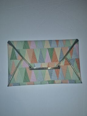 Womans Pastel Geometric Envelope Clutch Bag